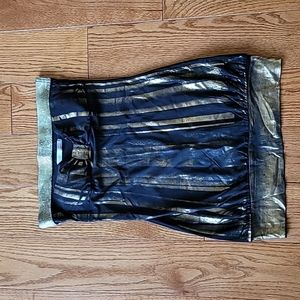 Sz Medium black and gold strapless top, built in bra. Excellent condition